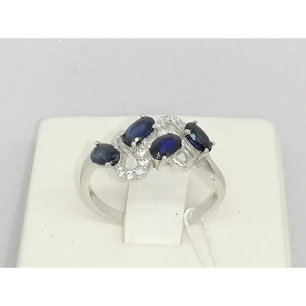 Срібне кільце Агні Абриель з фіанітами і сапфіром. 1026/1Р-SPH 17 - фото 4