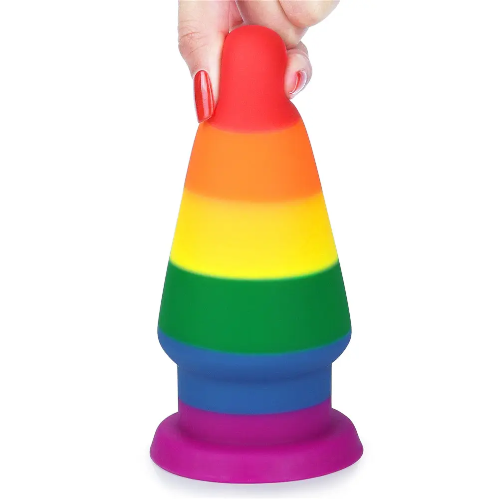 Анальна пробка LoveToy Prider 6 16 см (райдужний) - фото 5