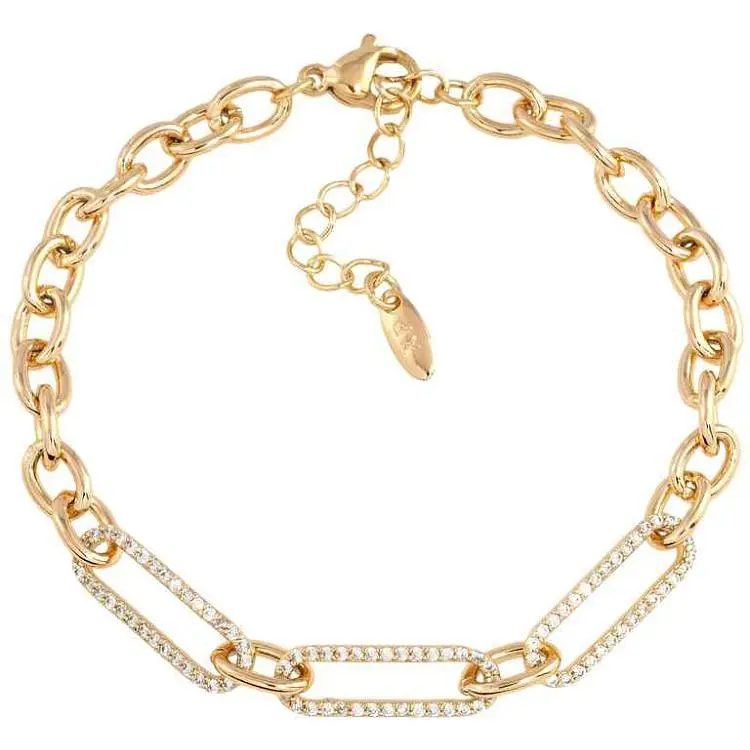 Браслет XUPING Позолота 18K "Якірний ланцюжок із вставкою" довжина з дод. ланцюжком 17-20см х 5мм (200322)