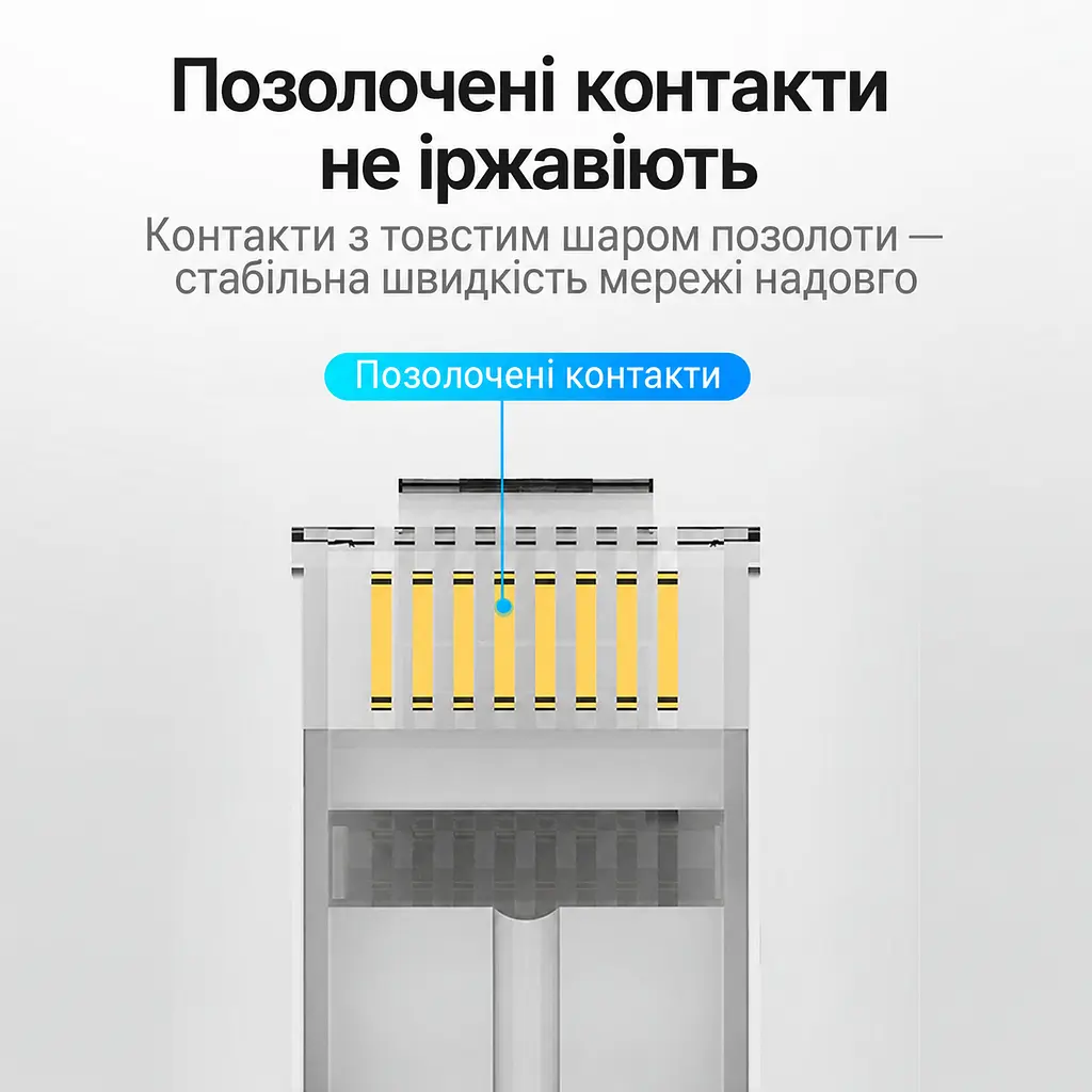 Екрановані мережеві штекери Vention 10 шт. RJ45 Cat.7 FTP 10 Гбіт/с для провідників 23–26 AWG отвори для окремих жил 1,5 мм для одножильних і багатожильних проводів з окремим тримачем жил з позолоченими контактами із затискачем кабелю «ластівчин хвіст» тризубчасті контакти для монтажу потрібен обтискний інструмент для екранованих штекерів із хвостовим затискачем прозорі (IDER0-10) - фото 10
