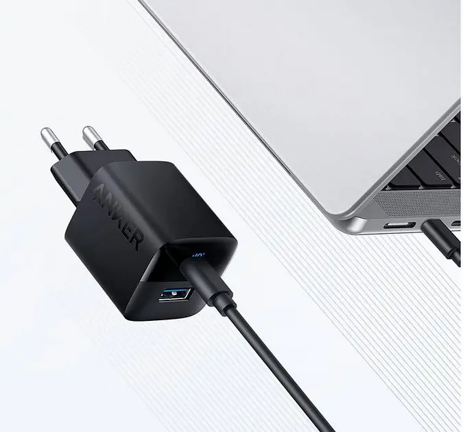 Блок питания зарядное устройство Anker PowerPort 323 PowerIQ 2 порта Type-C черный - фото 2