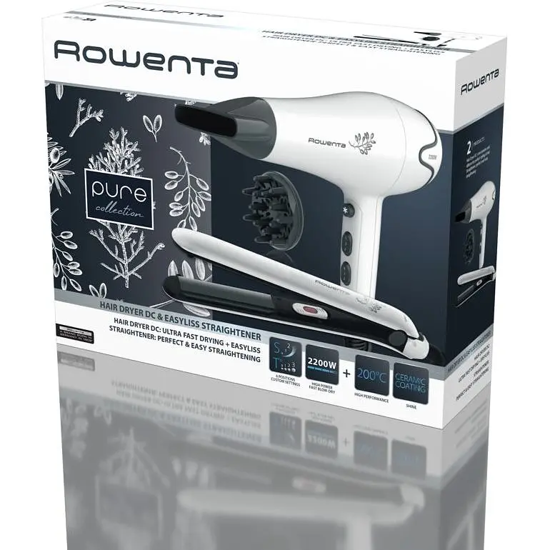 Набір фен та випрямляч Rowenta Pure Collection 2200 Вт біло-чорний (YD3057F0) - фото 11