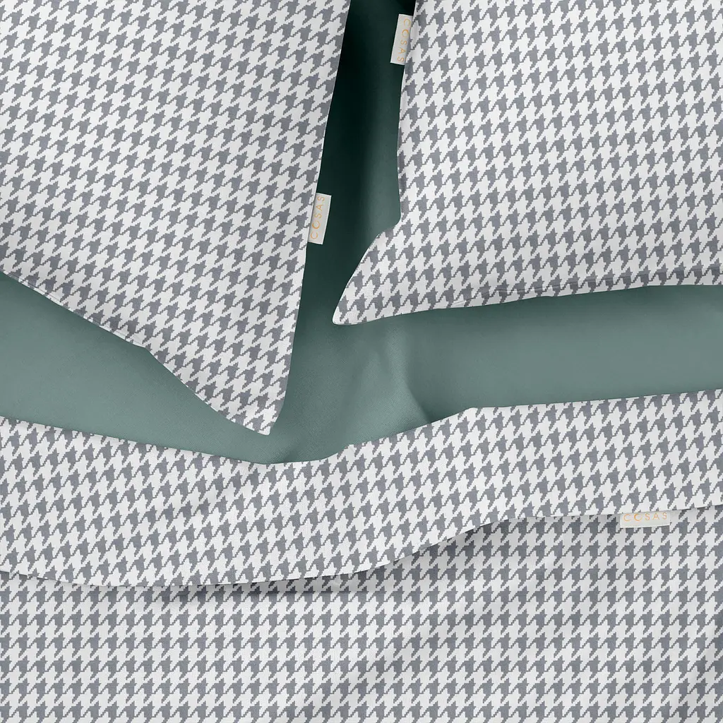 Комплект постільної білизни Cosas Houndstooth CS1 Двоспальний сірий (TweedGreyWhite_104Ashmint_180) - фото 3