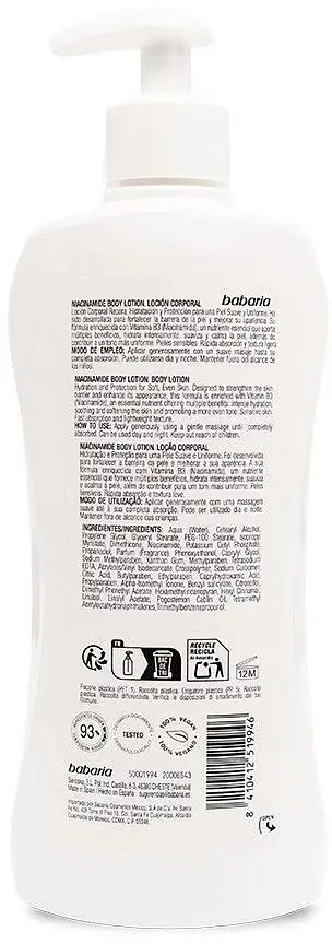 Молочко Babaria Body Lotion Niacinamide Repairs для тіла з ніацинамідом 400 мл - фото 2