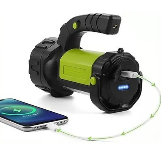 Ручной аккумуляторный фонарь T80-5W+COB 2×18650 зарядка microUSB многофункциональный прожектор - фото 2
