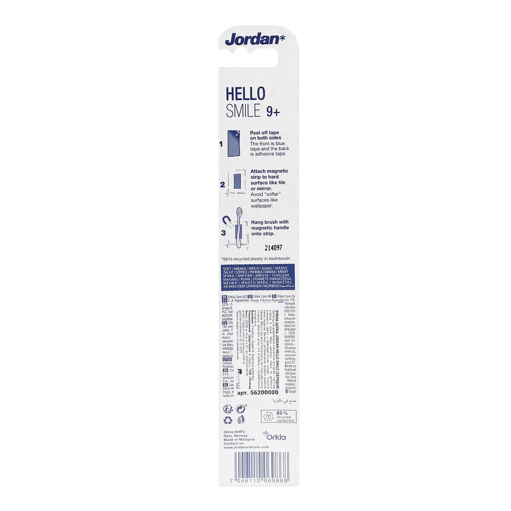 Зубна щітка Jordan Hello Smile для дітей старше 9 років біла з рожевим - фото 2