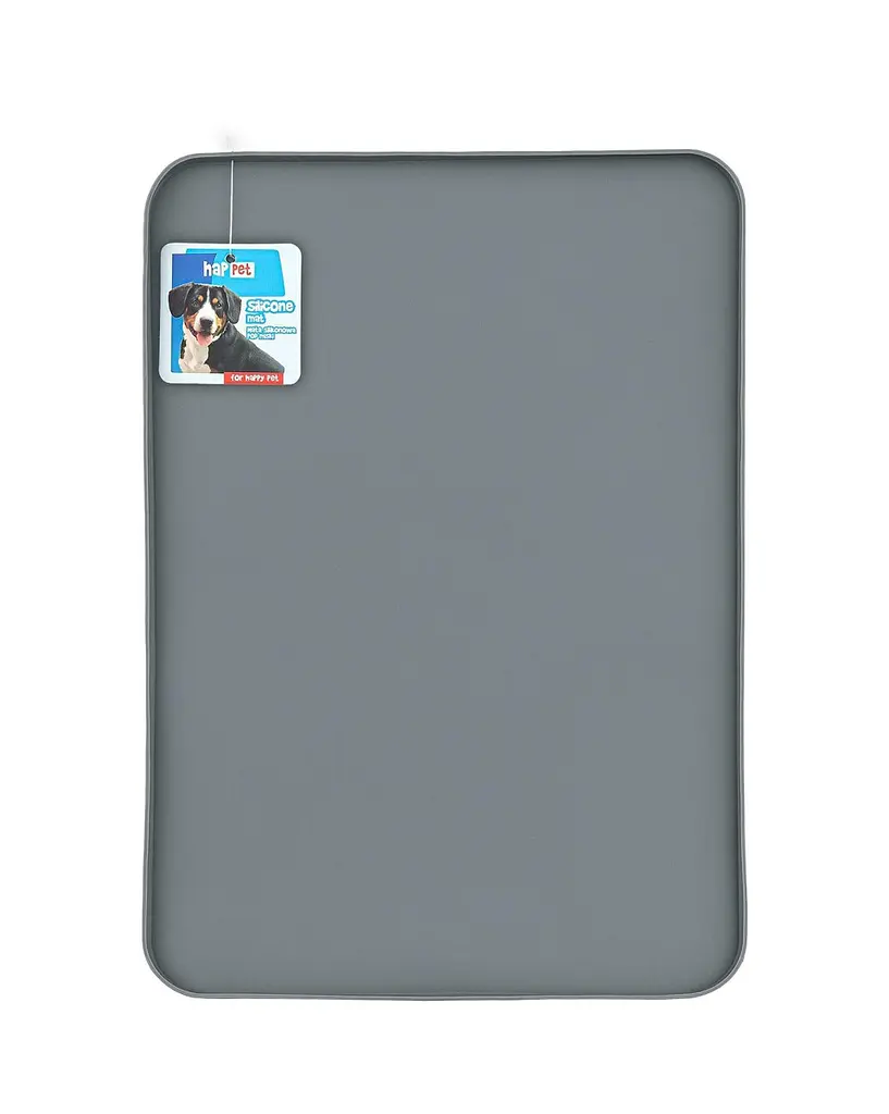 Килимок силіконовий Happet під миски, 42 см x 30 см, M, сірий (MS01)
