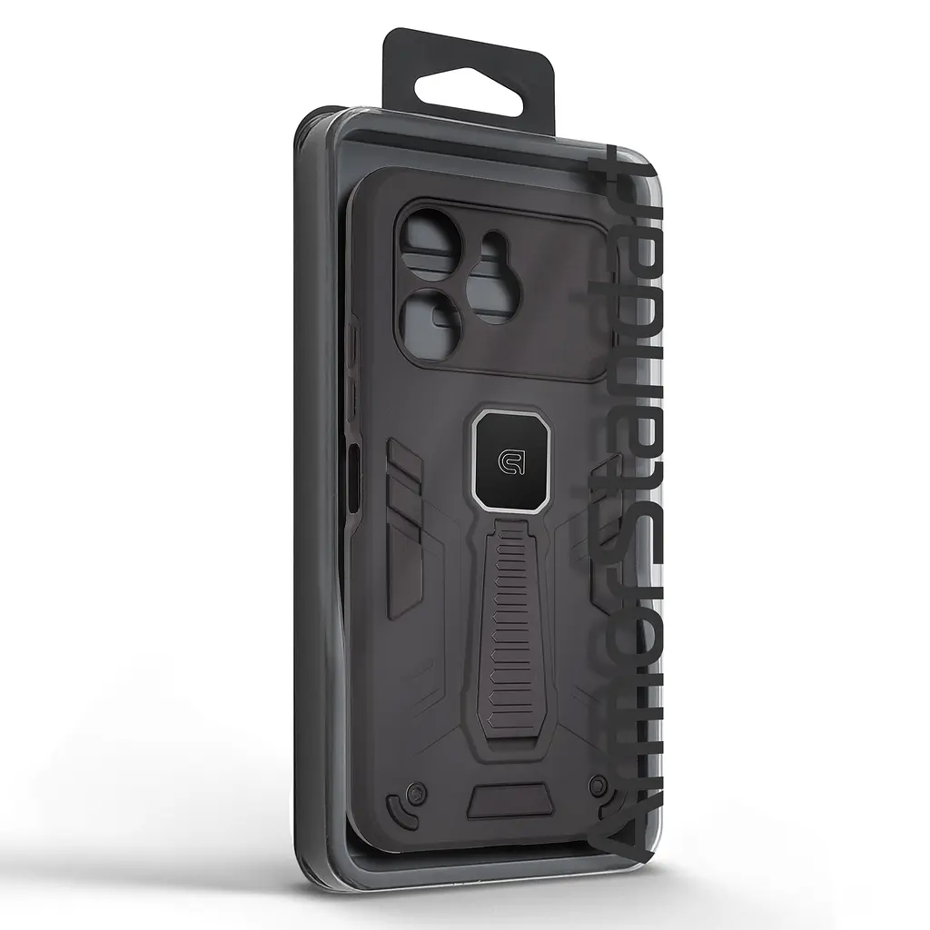 Чехол для TECNO Spark 40 4G, Proover, черный, с подставкой и магнитом, противоударный, ударопрочный, бронированный, панель-накладка, защита всего корпуса, термополиуретан (TPU) + поликарбонат (PC), ArmorStandart (ARM87279) - фото 3