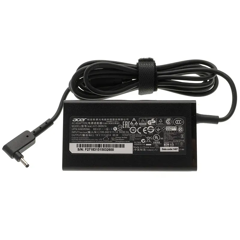 Блок живлення для ноутбука Acer 19V, 3.42A, 65W, 3.0x1.0мм, black, Aspire S5 series (без кабеля !) (A11-065N1A) - фото 3