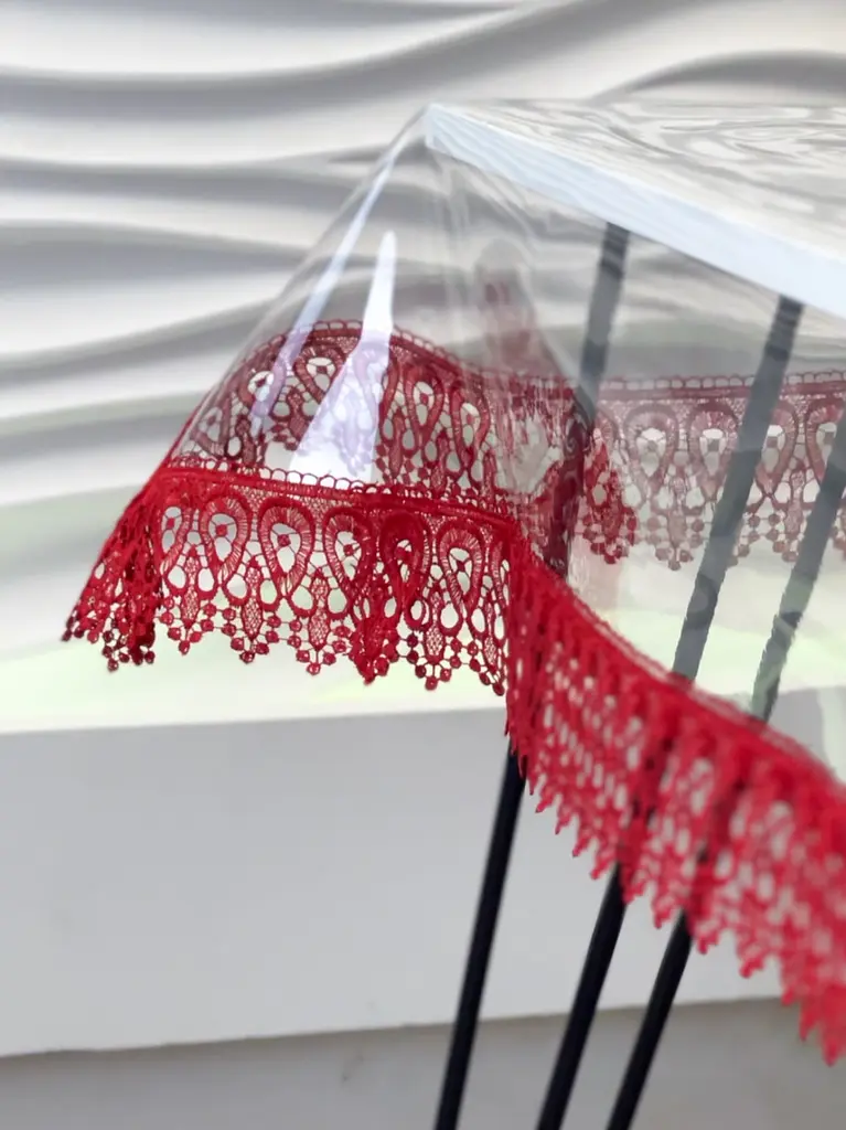 Силіконова скатертина з червоним мереживом 7 см 370х190 см - фото 9