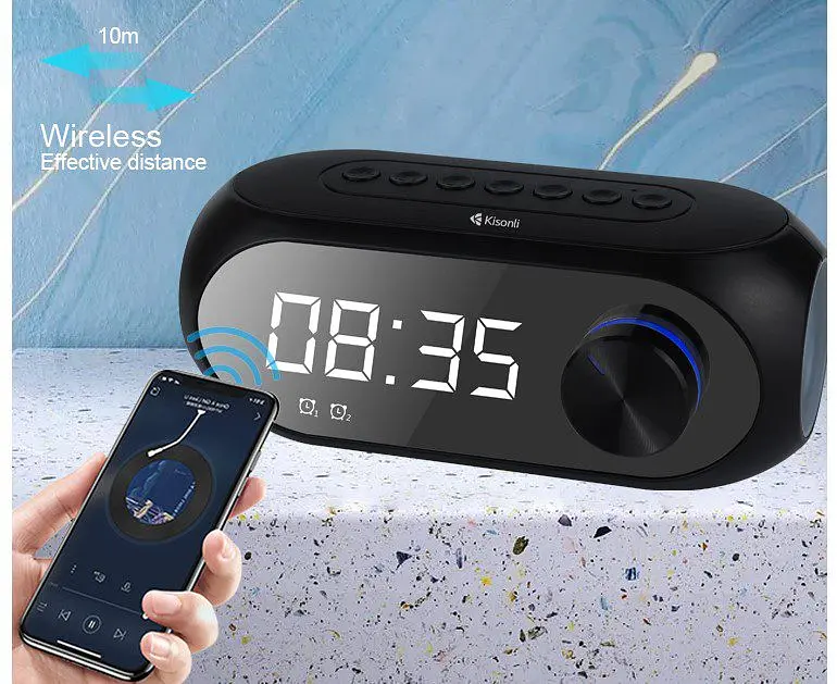 Портативная колонка, часы, будильник Kisonli LP2S Bluetooth 1200mAh 5Вт Black - фото 6