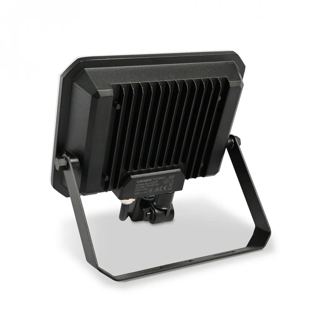 Прожектор Videx LED F3 50W 5000K с датчиком движения 220V черный (VLE-F3-0505B-S) - фото 2