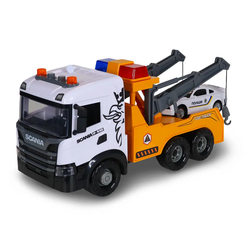 Ігровий набір TechnoDrive серії Mid Truck - Евакуатор Scania з машиною поліції (3004KS) - фото 2