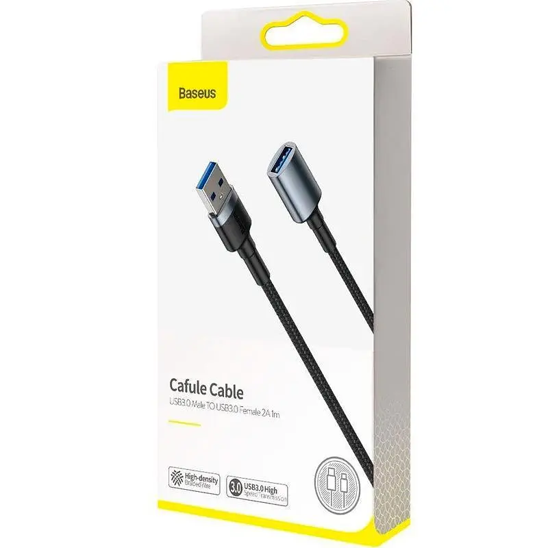 Кабель Baseus Cafule Cable USB 3.0 Male to USB 3.0 Female 2A 1m CADKLF-B0G Dark Grey - фото 3