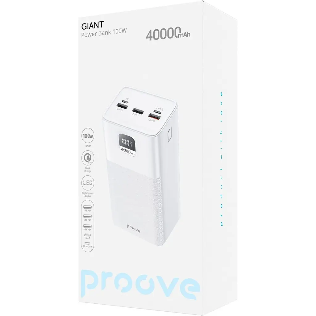 Зовнішній акумулятор Proove Giant 40000mAh 100W White [PBGI99320002] [125208] - фото 4