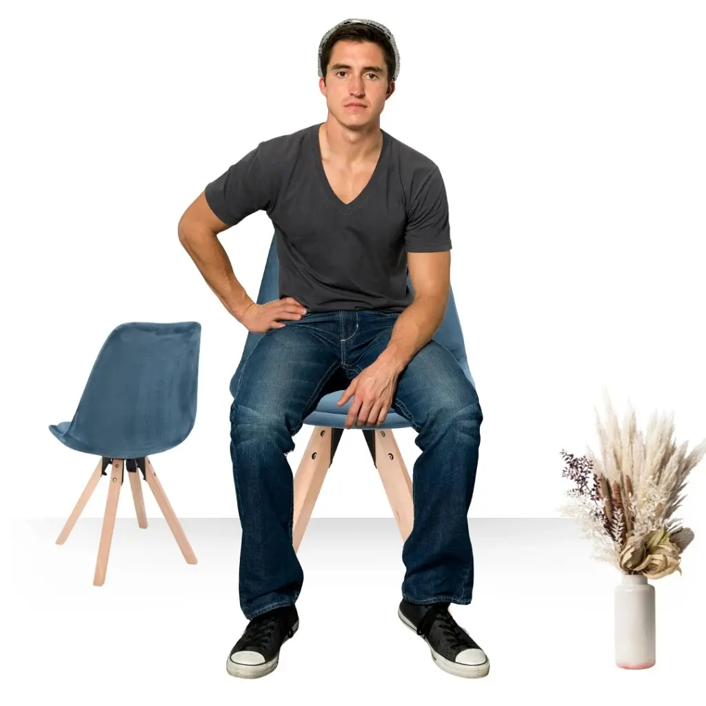 Стілець Jumi Saida у скандинавському стилі з дерев'яними ніжками аквамарин - фото 7