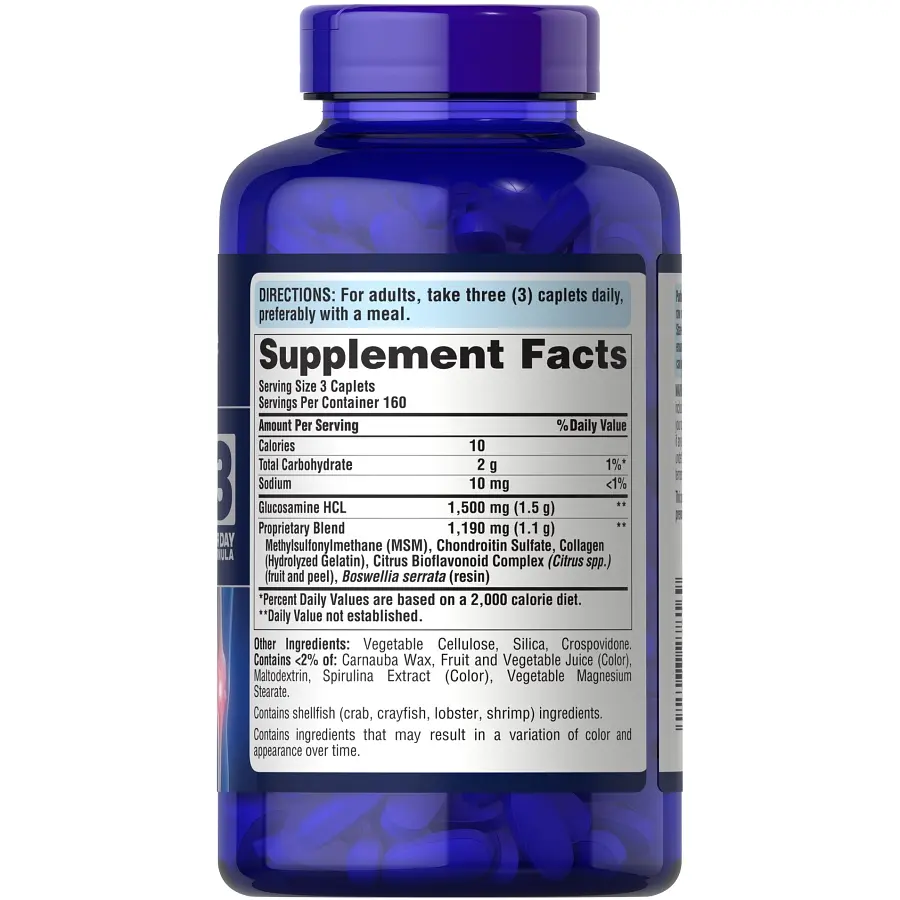 Препарат для суглобів і зв'язок Puritan's Pride Chondroitin Glucosamine MSM 3 Per Day Formula, 480 каплет - фото 2