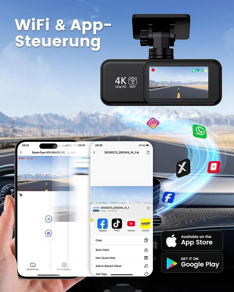 Відеореєстратор SIGRILL 4K+1080P з Wi-Fi та картою 64 ГБ - фото 4