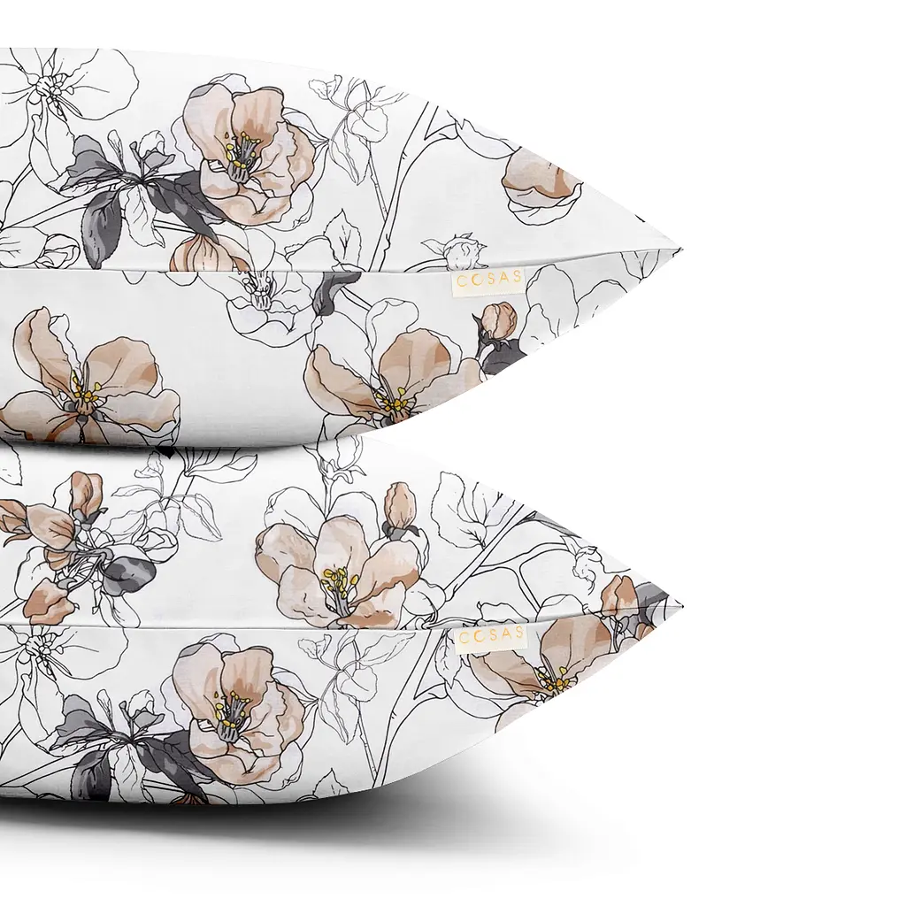 Комплект постельного белья Cosas Exotic flowers CS2 Семейный бежевый (FlowersBeigeWhite_Magnolia12_160x2) - фото 3