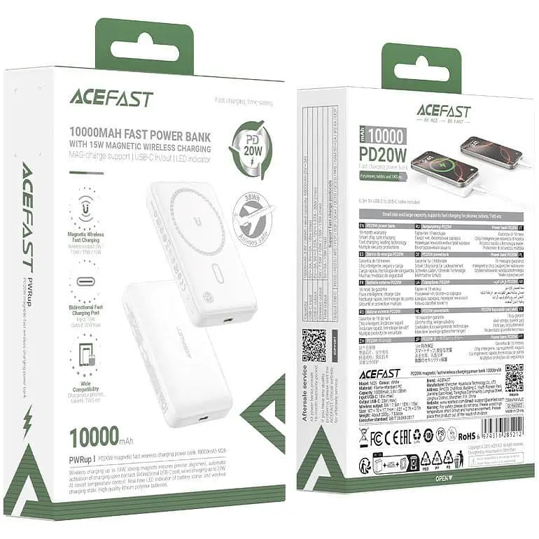 Павербанк Acefast Magnetic Wireless White 10 000 mAh / 15 Вт (6974316285212) - фото 6