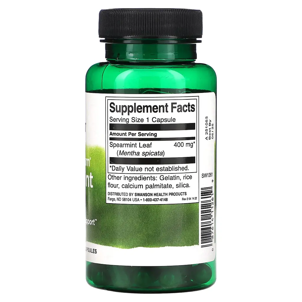 Натуральна добавка Swanson Full Spectrum Spearmint Leaf 400 mg 60 капсул - фото 2