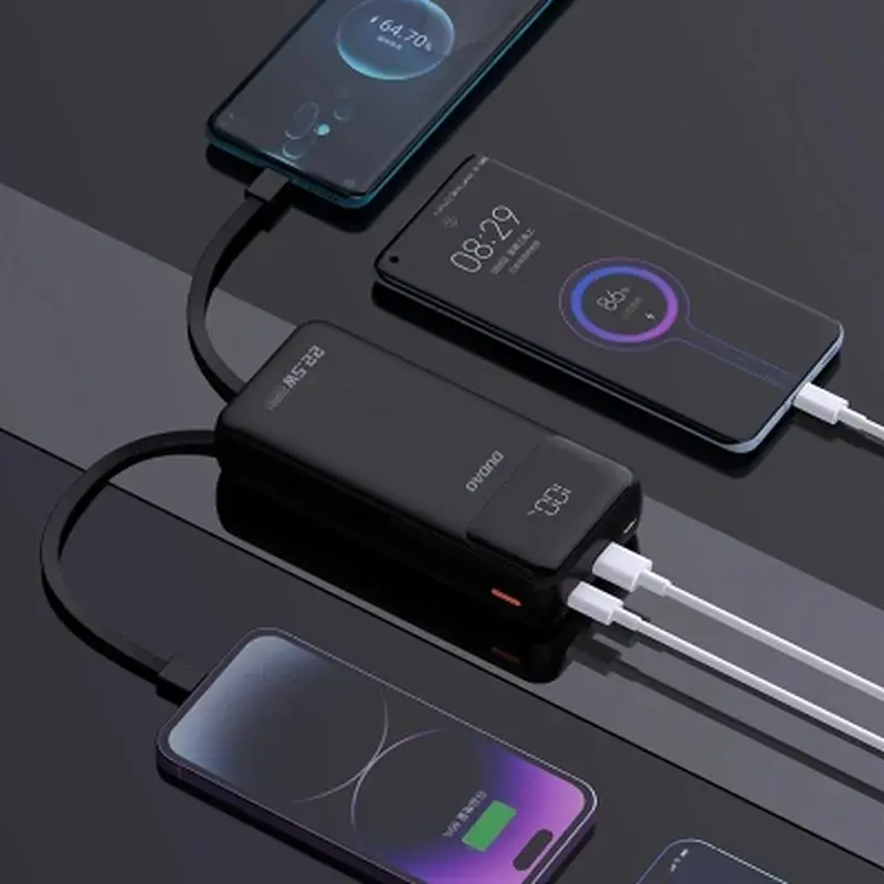 Батарея універсальна Dudao K15Pro 20000mAh PD/22.5W, QC, with built-in cables, Black (6977196682430) - фото 5
