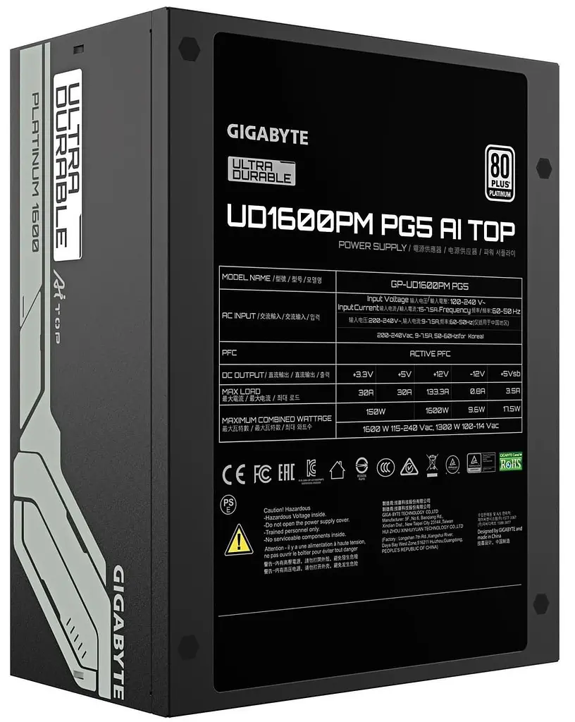 Блок живлення GIGABYTE UD1600PM PG5 1600W AI TOP 80+ Platinum (GP-UD1600PM PG5) Black - фото 3
