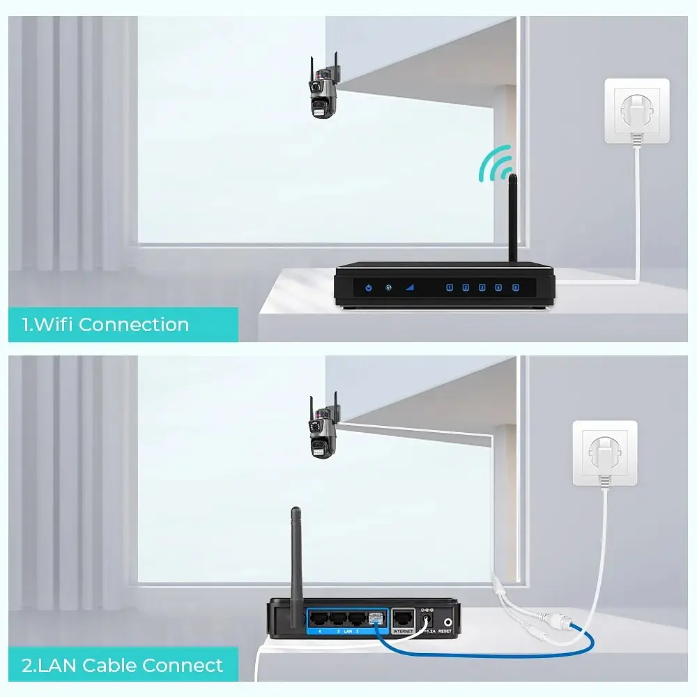 Вулична камера XPRO 8MP 4K IP Camera Outdoor WiFi PTZ подвійний об'єктив, подвійний екран чорна (43912-_1343) - фото 12