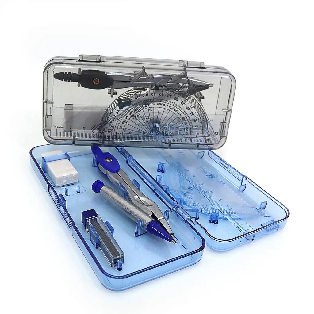 Готовальня, 7 предметів, 4 лінійки, циркуль, грифель, ластик, AJ-1006 - фото 2
