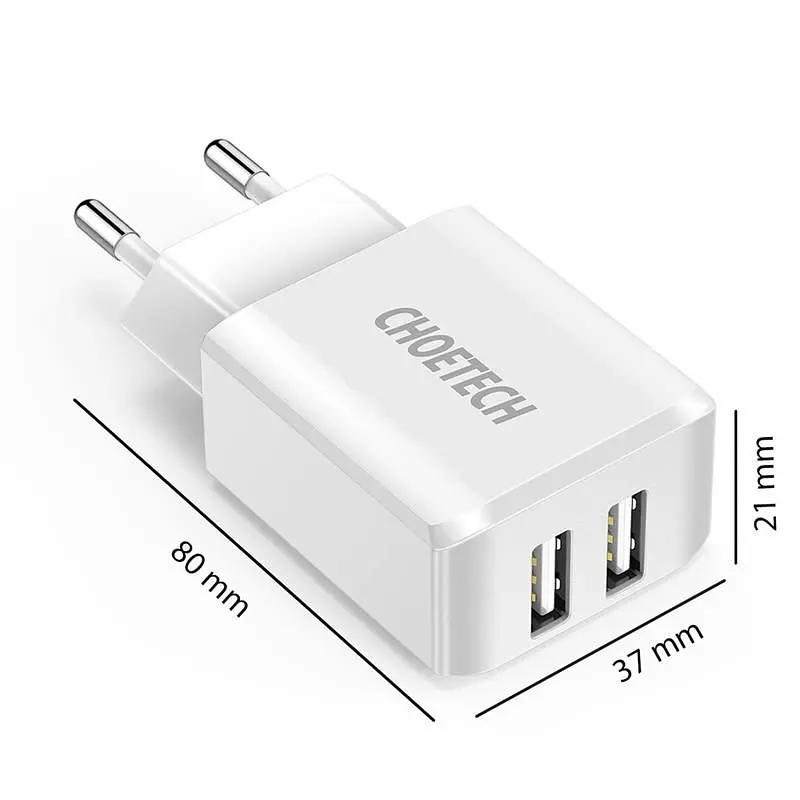 Мережевий зарядний пристрій Choetech (2USBх2A) White (C0030) - фото 2