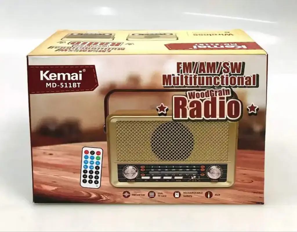 Радіоприймач акумуляторний портативний Bluetooth з пультом радіо акустика USB Retro Radio Kemai MD-511BT - фото 3