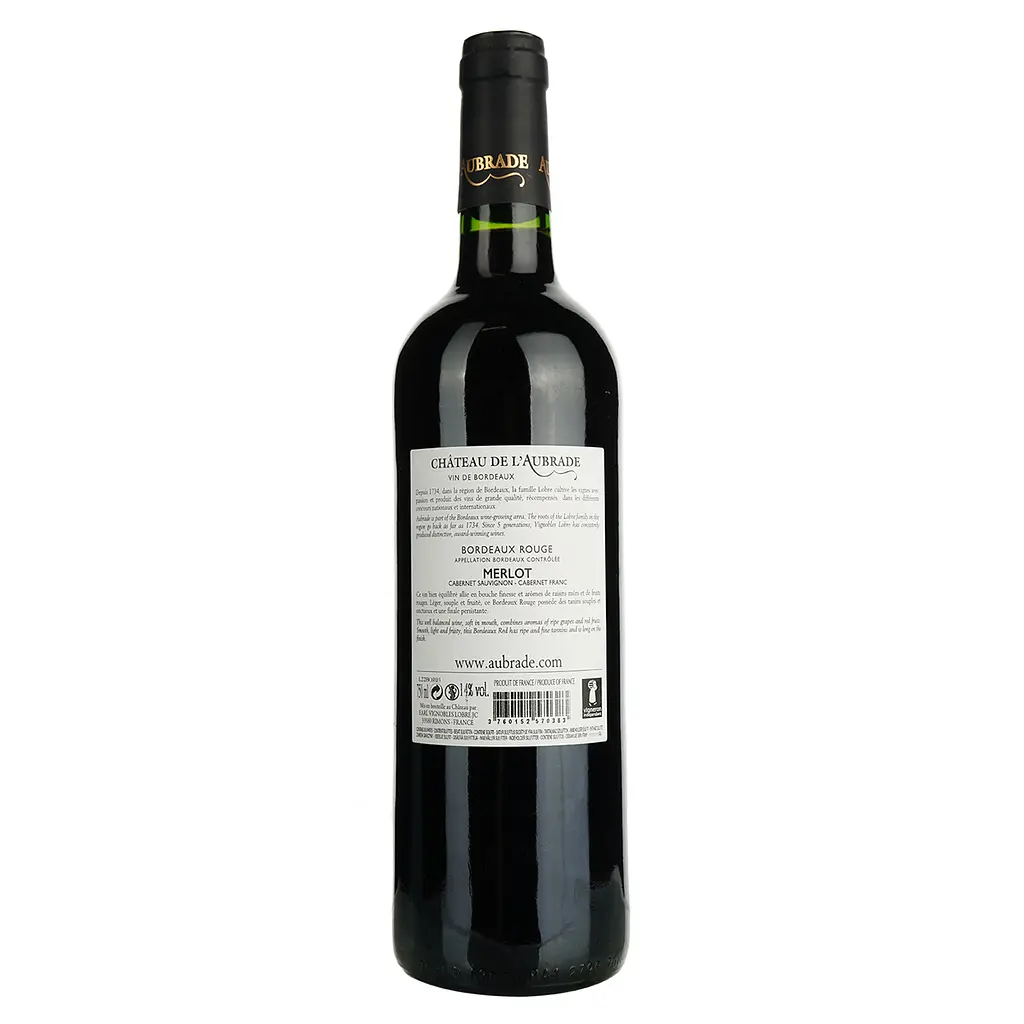 Вино Chateau De L'Aubrade Bordeaux Rouge AOP, красное, сухое, 0,75 л - фото 4
