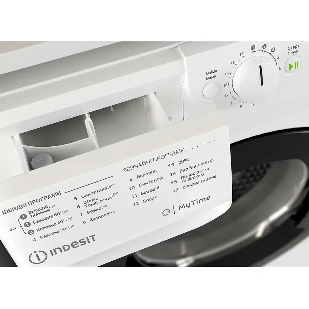 Стиральная машина Indesit фронтальная, 6 кг, 1200, A+++, 43 см, дисплей, инвертор, люк черный, белый - фото 4
