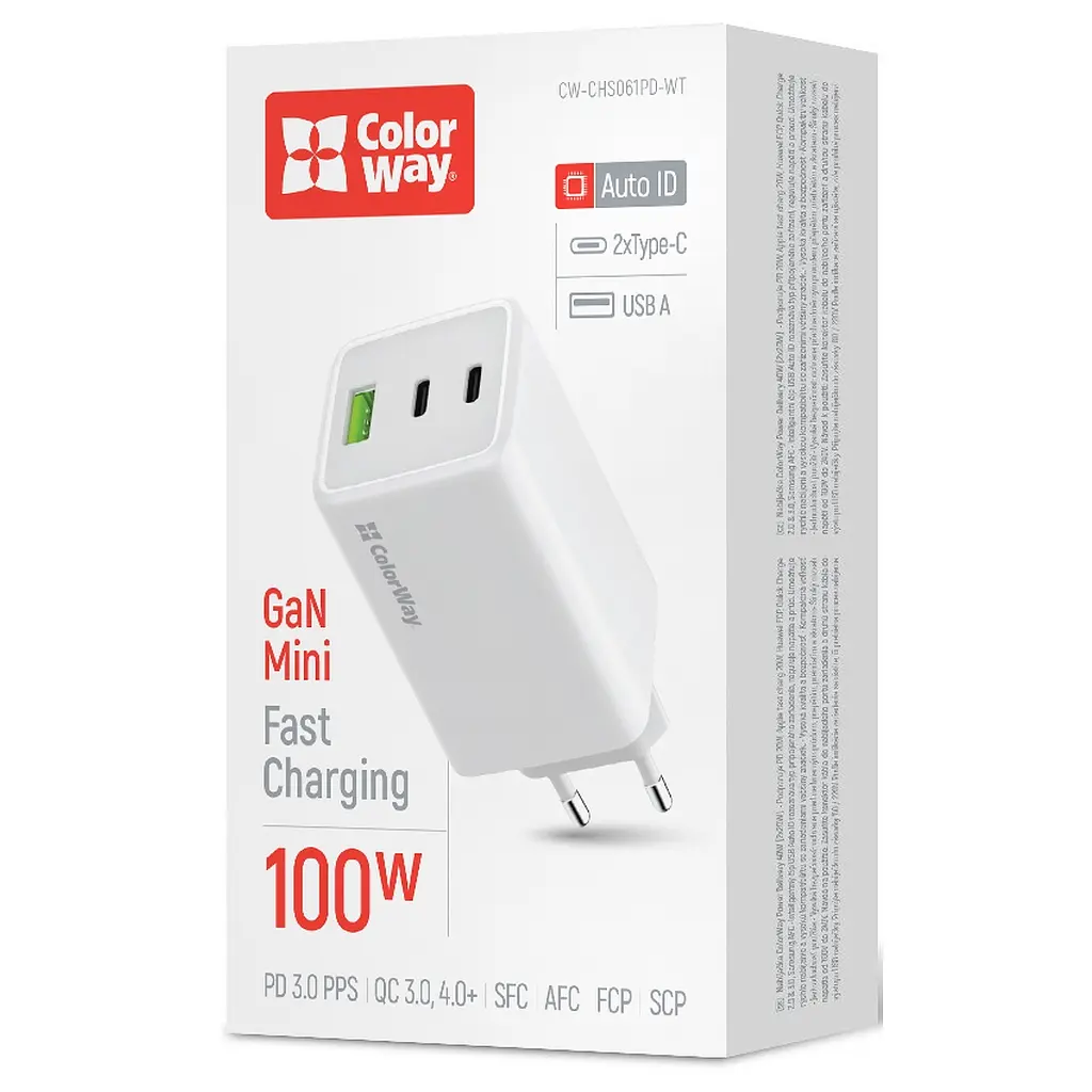 Зарядний пристрій ColorWay C101B GaN Mini 100 Вт PD PPS 2xUSB-C + USB-A білий (CW-CHS061PD-WT) - фото 7