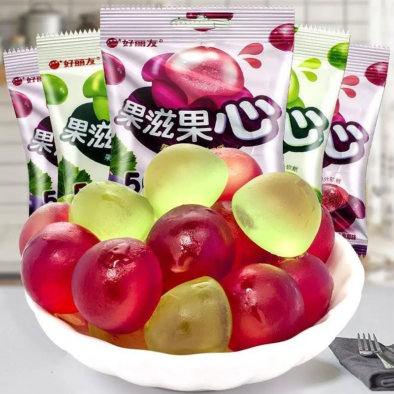 Китайські жувальні цукерки Orion Purple Grape Flavored Filled Soft Candy Виноград 17г - фото 7