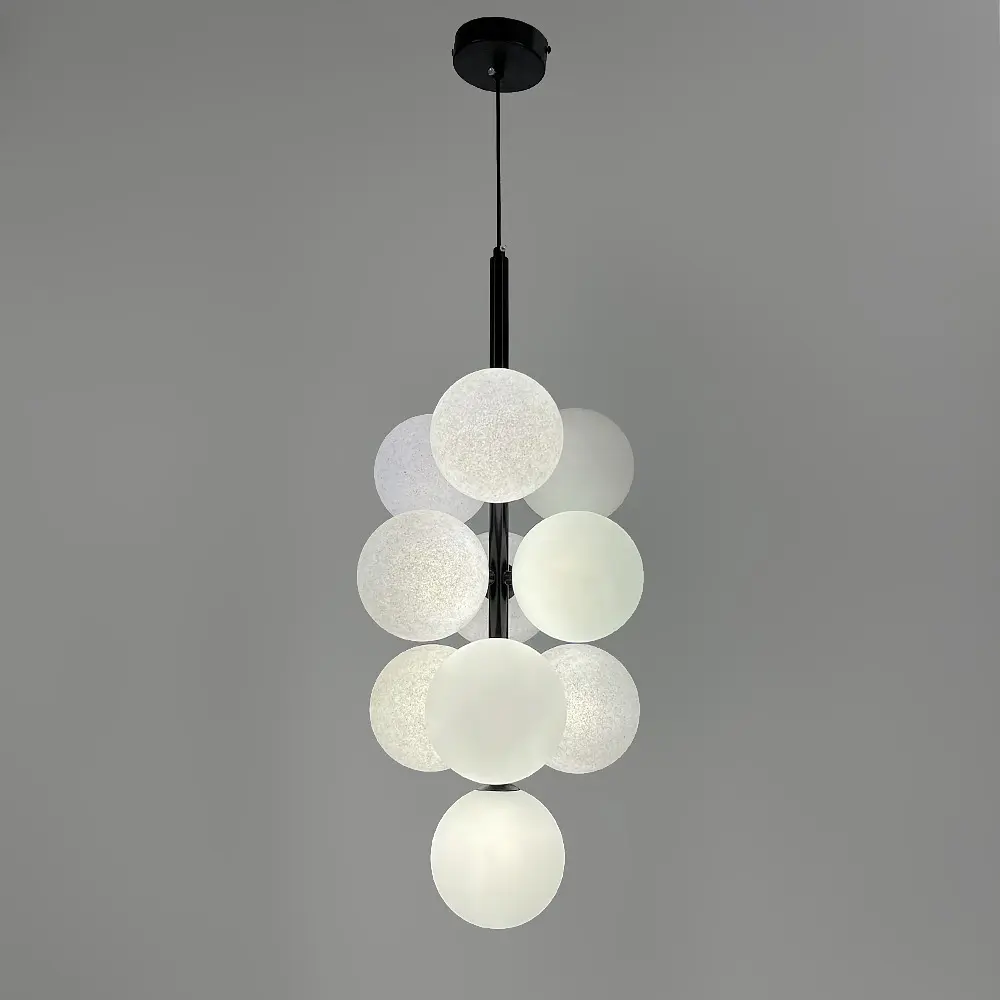 Підвісний світильник на 4 білих та 6 сірих кульок | Арт. 909/10 BK+WT+WT | Line F - фото 3