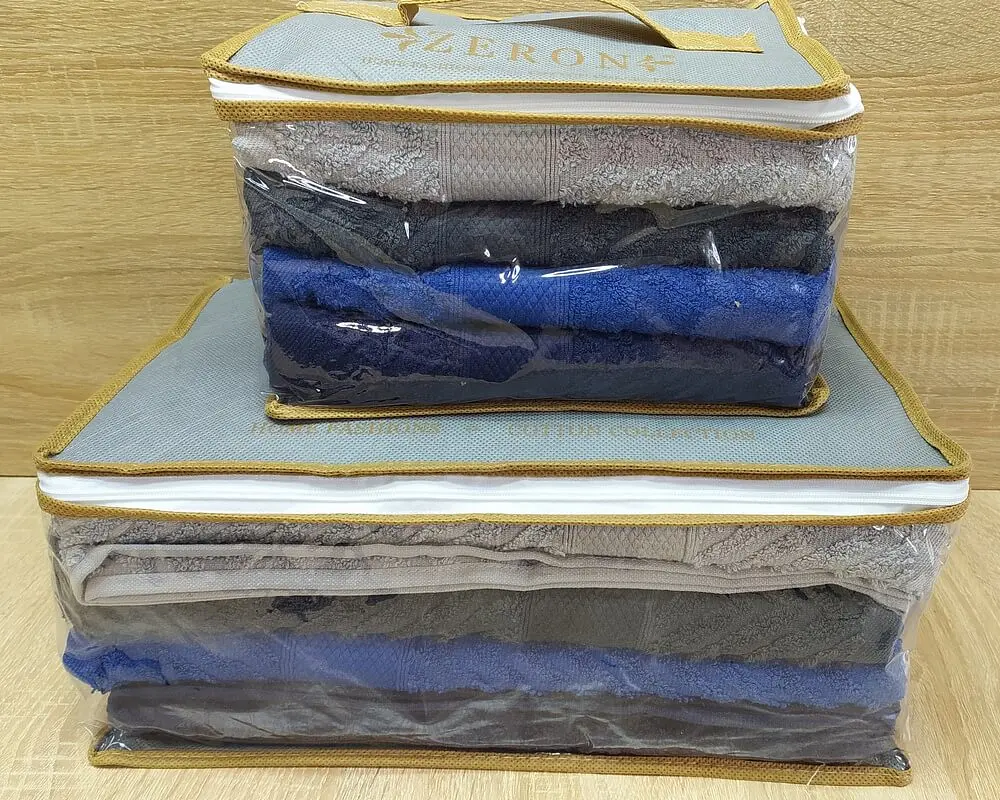 Набір турецьких махрових рушників Zeron 4 штуки 70х140 + 4 штуки 50х90 Zigzag Bordur - фото 3