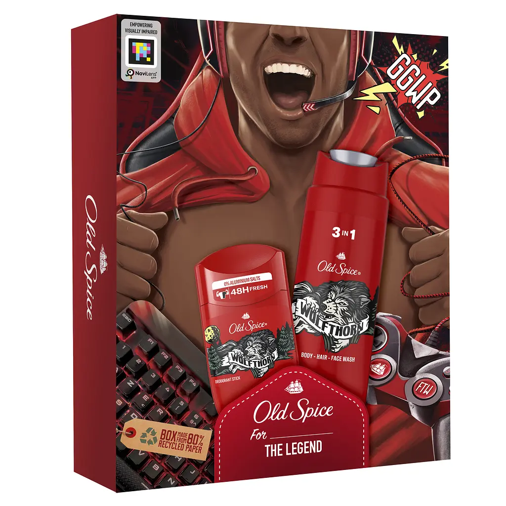 Подарочный набор для мужчин Old Spice Wolfthorn Gamer: твердый дезодорант 50 мл + гель для душа 3 в 1 250 мл - фото 2