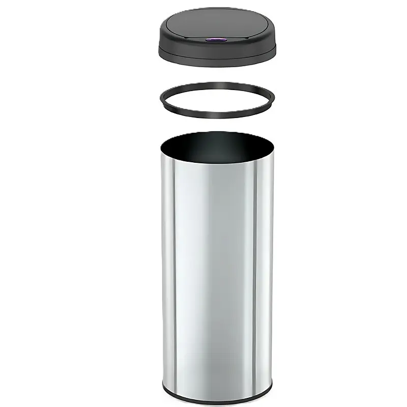 Відро для сміття сенсорне кругле Mixxus Premium Ellipse-TC0109 Chrome-Black 9л MI7083, Чорний матовий - фото 2