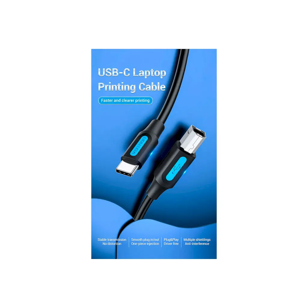 Кабель для принтера USB-C 2.0 to BM 2.0m 2.4А 480Mbps Vention (CQUBH) - фото 4