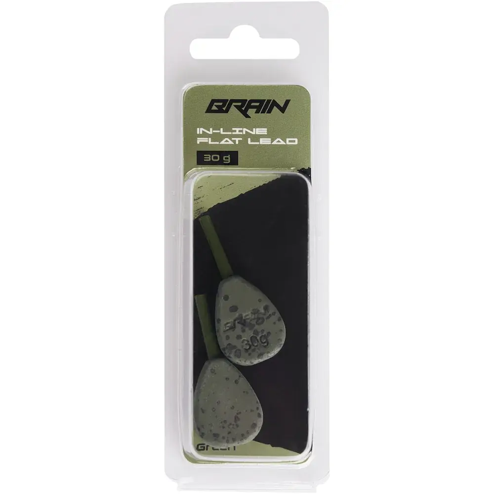 Грузило Brain In-Line Flat Lead 30g 2шт/уп Green - фото 2