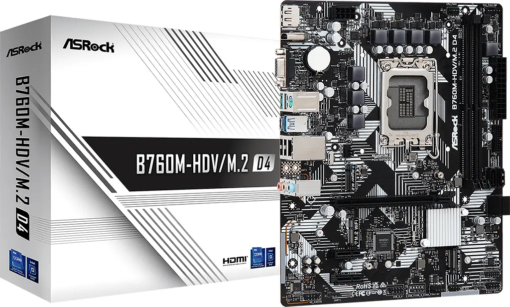 ASRock B760M-HDV/M.2 D4 (1700/B760, 2*DDR4, 1xPCIex16, 4xSATAІІІ, 3xM.2, GLan, 7.1ch, mATX) - фото 5