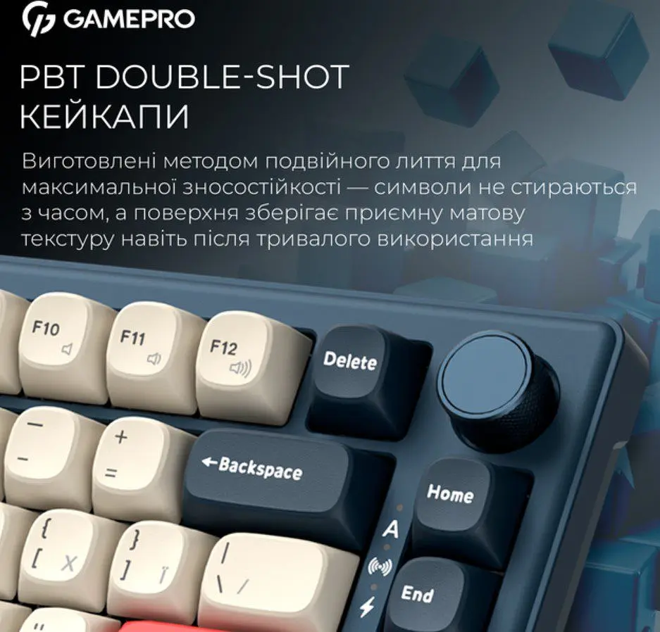 Клавіатура ігрова механічна GamePro MK-266-BL Asgard Yord Keychron Super Red Switch Bluetooth 5.2/2.4 ГГц/USB Blue - фото 11