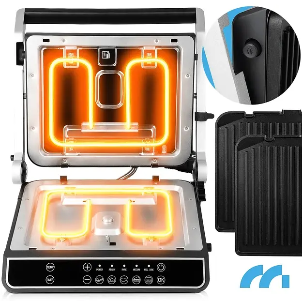 Електрогриль притискний MalTec SM5000W-PRO, 2200 Вт, контактний гриль-прес, чорний зі сріблястим - фото 3
