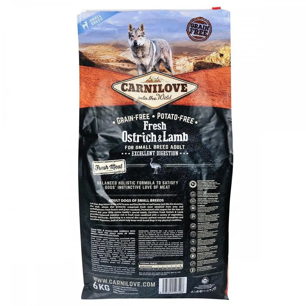 Сухой корм Carnilove Fresh Ostrich & Lamb for Small Breed Dogs 6 кг страус и ягненок для собак малых пород - фото 5