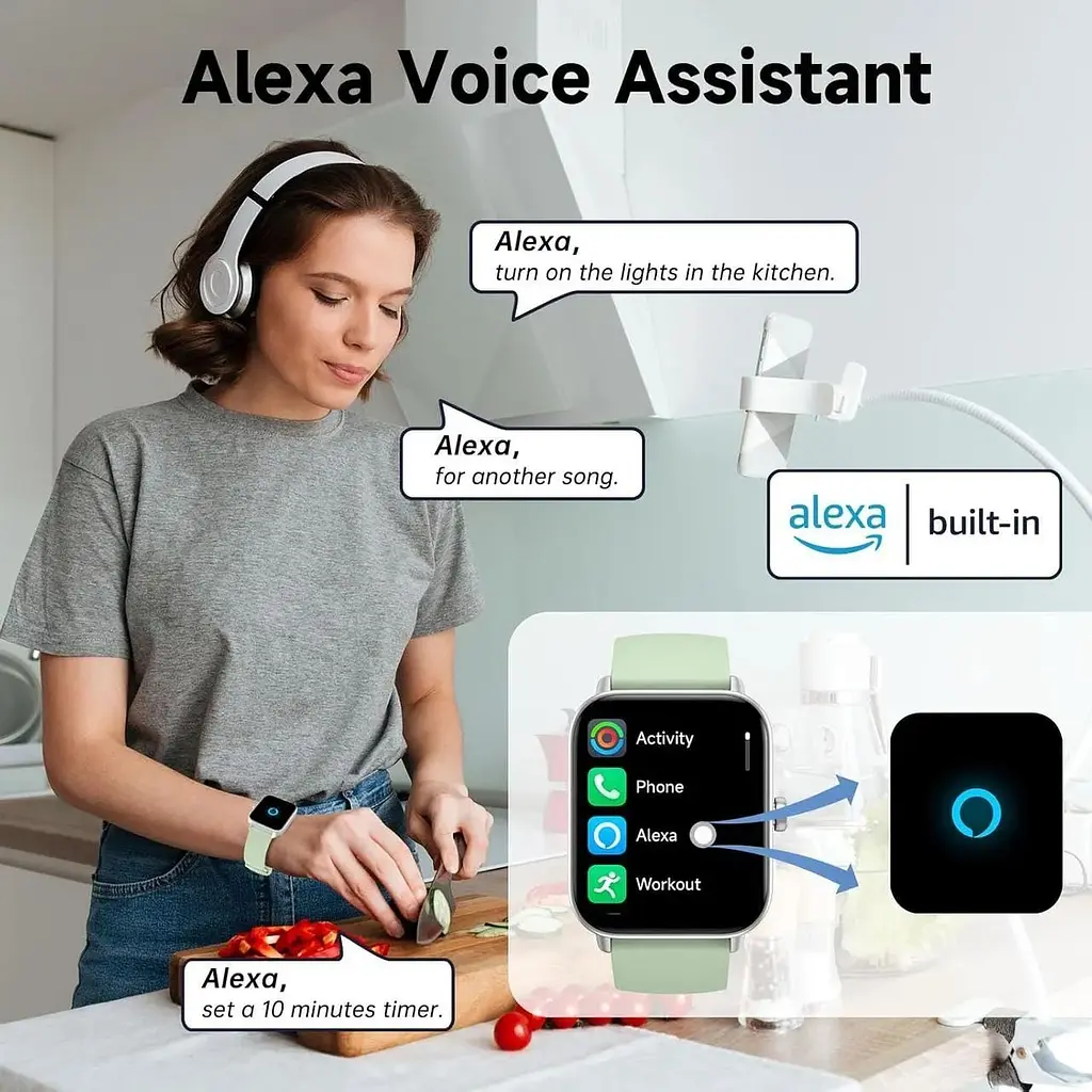 Розумний годинник Alexa Bluetooth 5.3 вбудований 1.8-дюймовий трекер - фото 7