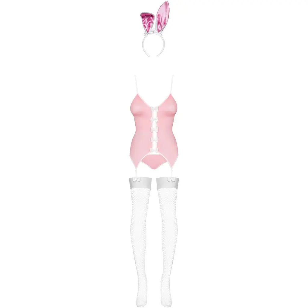 Еротичний костюм зайчика Obsessive Bunny suit 4 pcs costume Pink S/M, рожевий - фото 5
