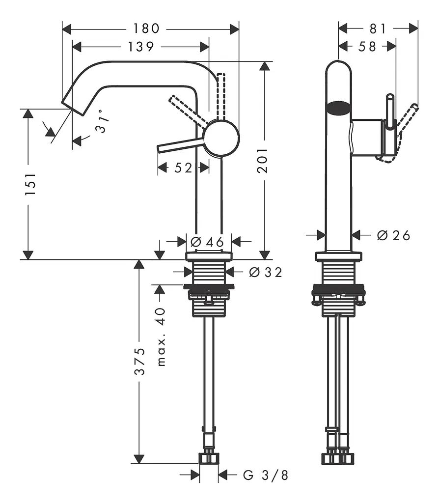 Змішувач для умивальника Hansgrohe Tecturis S CoolStart EcoSmart+ без донного клапана chrome 73341000 - фото 3