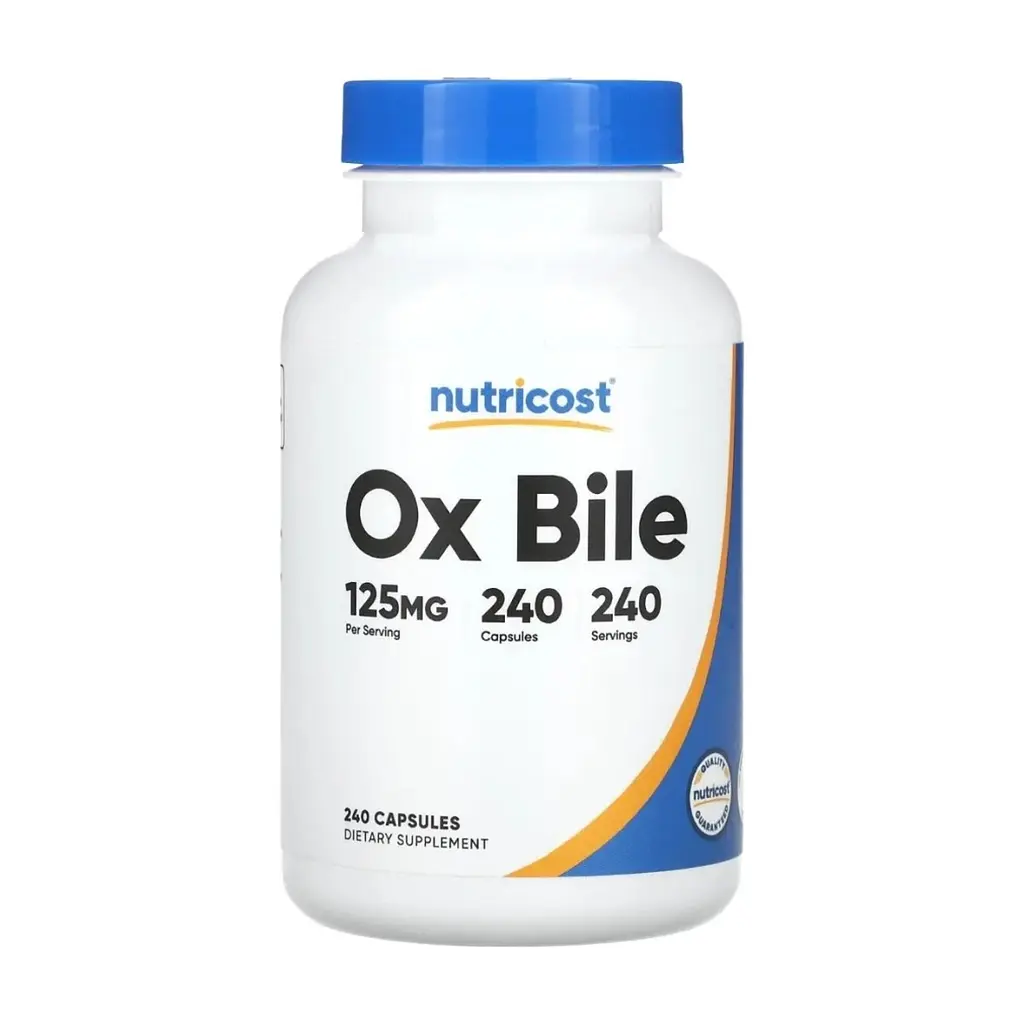 Вітамінно-мінеральний комплекс Nutricost Бичача жовч, 125 мг, Ox Bile, 240 капсул (NCS67084)