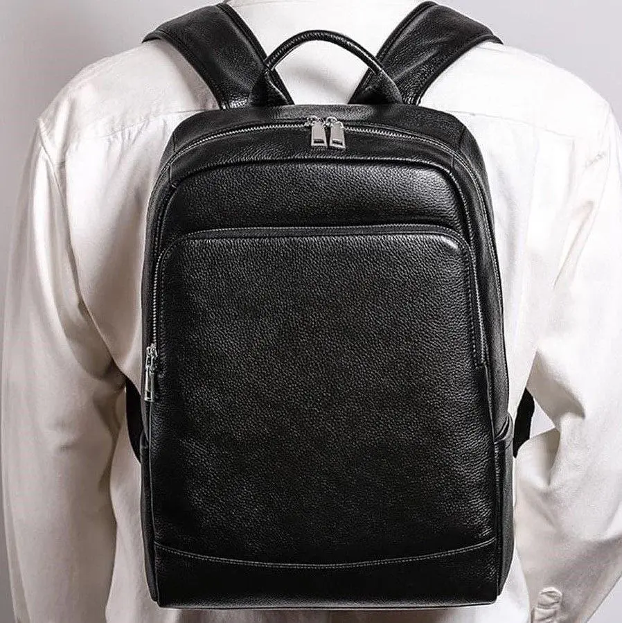 Чоловічий рюкзак шкіряний міський для ноутбука чорний Tiding Bag B2-884371A - фото 3